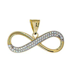 Infinity Symbol Pendant CZ Yellow Gold 14k